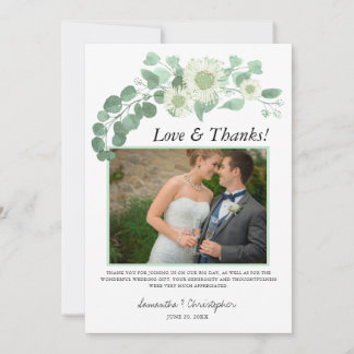 Eucalyptus Watercolor Photo Boda Gracias Tarjeta