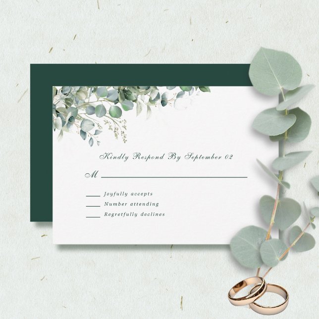 Eucalyptus Watercolor Sage Green Script RSVP (Subido por el creador)