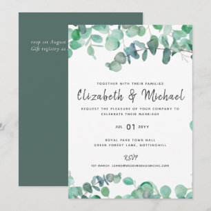 Eucalyptus Wedding Invitación Presupuesto Hoja de 