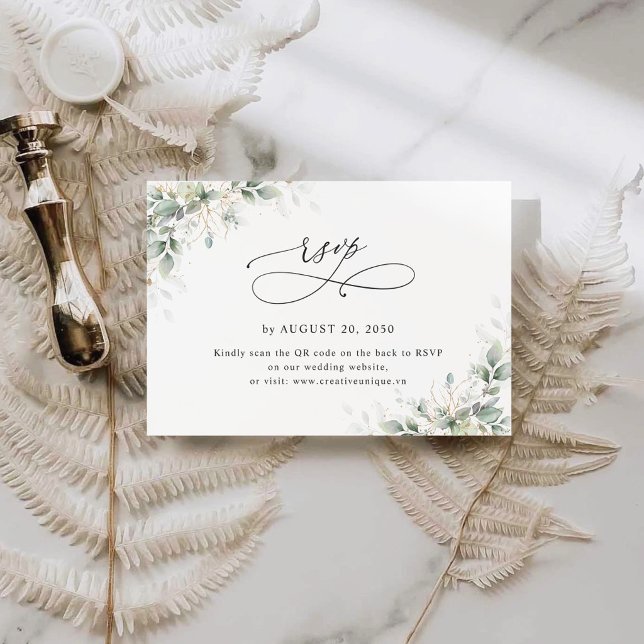 Eucalyptus Wedding Website QR Code RSVP Card (Subido por el creador)