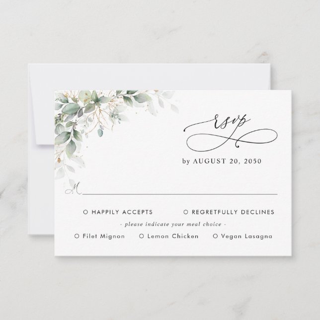 Eucalyptus Wedding With Meal Choice RSVP Card (Anverso)