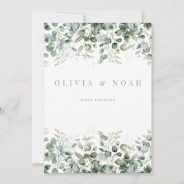 Eucalyptus White We are Engaged Invitación Card