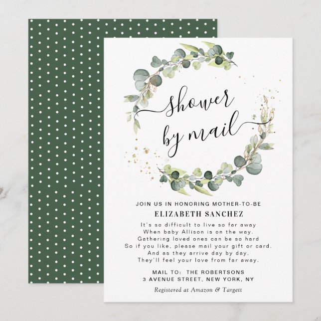 eucalyptus wreath baby ducha por invitación postal (Anverso / Reverso)