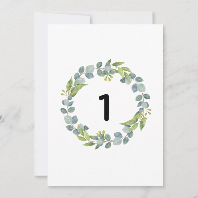 Eucalyptus Wreath Botanical Wedding Table Number C (Anverso)