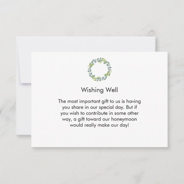 Eucalyptus Wreath Wedding Honeymoon Fund Card (Anverso)