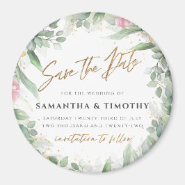 Eucalyptus y Floral rosa salvan el imán de fecha