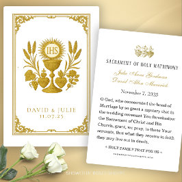 Eucaristía y Tres Corazones Recuerdo de Boda Catól