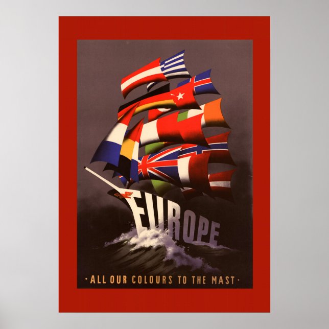 Europa antigua por póster de viaje de barco (Frente)