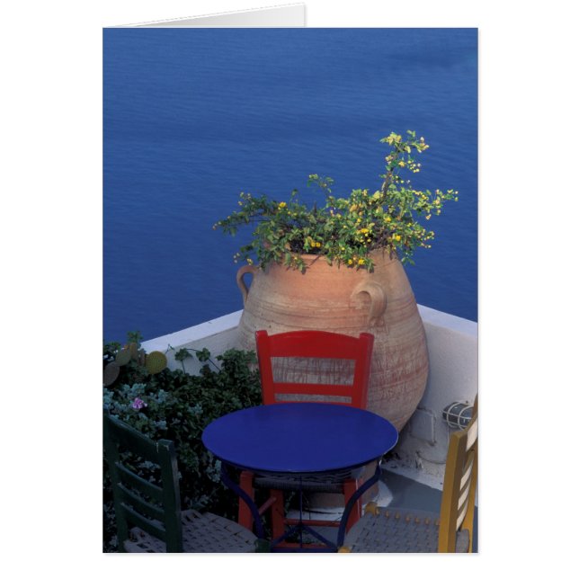 Europa, Grecia, Santorini. Terraza con vistas al m (Frente)