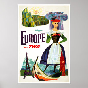Europa Imprimir Arte de Viajero Europeo TWA David
