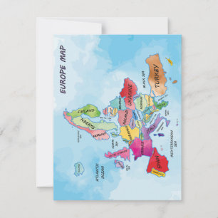 Europa Map acuarela arte Tarjeta plana