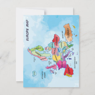 Europa Map acuarela arte Tarjeta plana