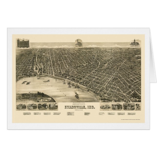 Evansville, EN el mapa panorámico - 1888 (Anverso (Horizontal))