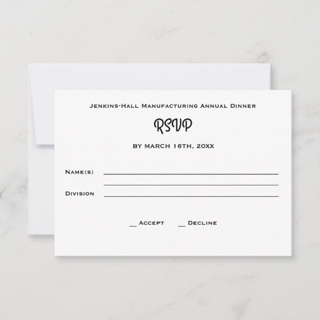Evento de cena de Empresa Corporativa RSVP (Anverso)