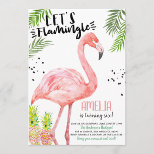Evento de invitación a acuarela de piña Flamingo