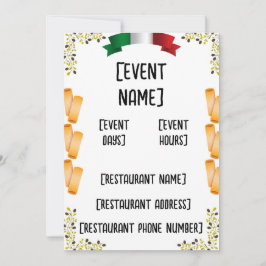 Eventos de restaurante italiano e invitaciones de 