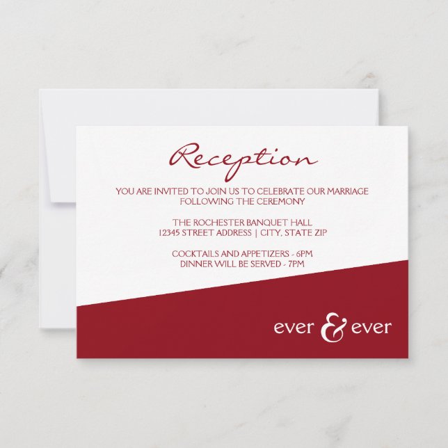 Ever & Ever Borgoña Ángulo - Invitación de Recepci (Anverso)