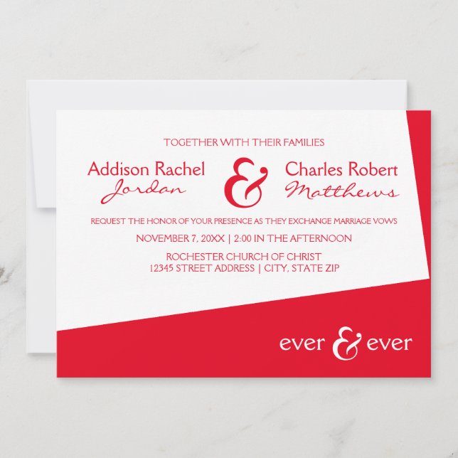 Ever & Ever Red Angle - Invitación de Boda (Anverso)