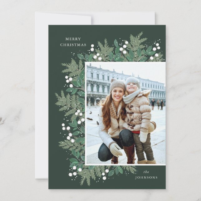 Evergreen Cheer Christmas Flat Photo Card (Anverso)