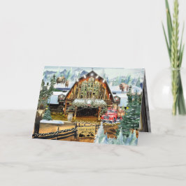 Evergreen Winter Barn Gracias Tarjeta 5"x7"