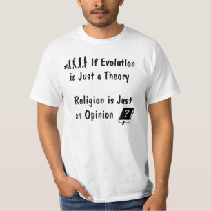 Evolución contra la camiseta de la religión