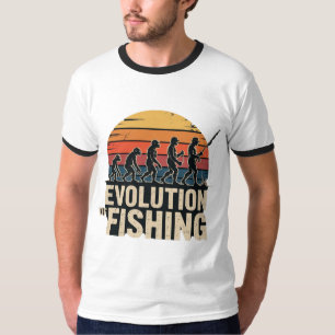 Evolución de la Pesca - Camiseta Retro del Atardec