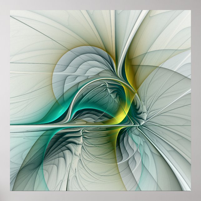 Evolución fractal, arte abstracto de turquesa dora (Frente)