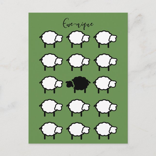 ewe-nique cita ovejas negras postal única (Anverso)