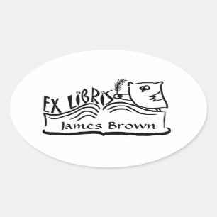 Ex búho de Libris con los pegatinas del libro