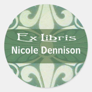 Ex Libris Bookplate Pegatina (Tilo green)