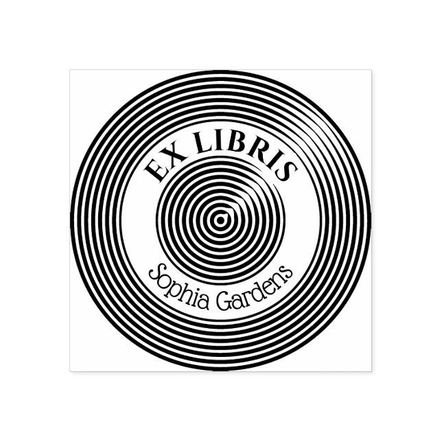 Ex Libris Círculos Concéntricos v2 Sello de caucho (Impresión)