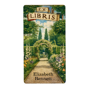 Ex Libris de jardín vintage para etiqueta de libro