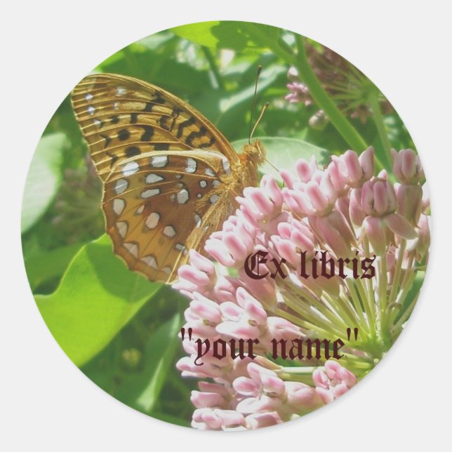 Ex Libris Fritillary Pegatinas a Personalizar (Anverso)