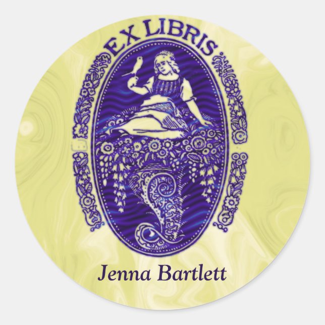 Ex Libris Pegatina Azul Holandés (Anverso)