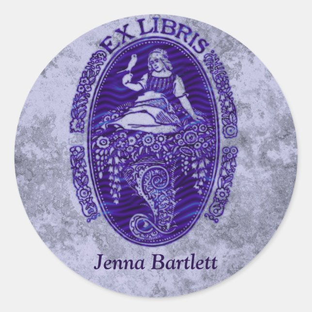 Ex Libris Pegatina Azul Holandés (Anverso)