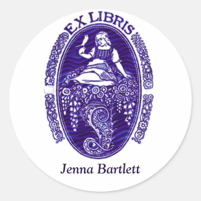 Ex Libris Pegatina Azul Holandés (Anverso)