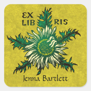 Ex Libris Pegatina Floral