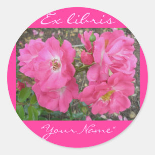 Ex libris Pink Roses Pegatinas