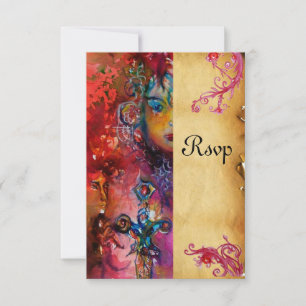 EXCALIBUR , rojo brillante ,pergamino azul rsvp