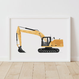 Excavadora Amarilla Decoración de Habitación Infan