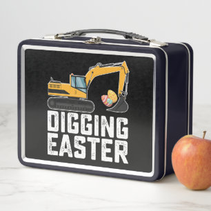Excavadora de Pascua cavando divertida caza de hue