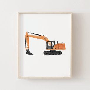 Excavadora Naranja Decoración Habitación Infantil 