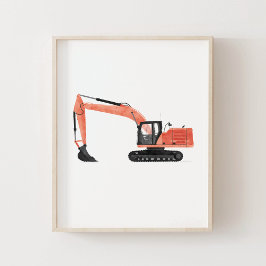 Excavadora Roja Decoración de Habitación Infantil