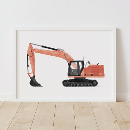 Excavadora Roja Decoración de Habitación Infantil
