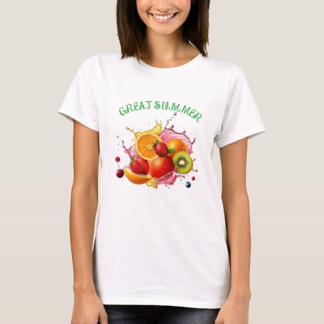 Excelente camiseta de frutas de verano – Colorida  (Anverso)