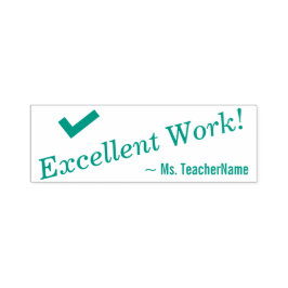 "¡Excelente trabajo!" + Sello de goma de nombre de