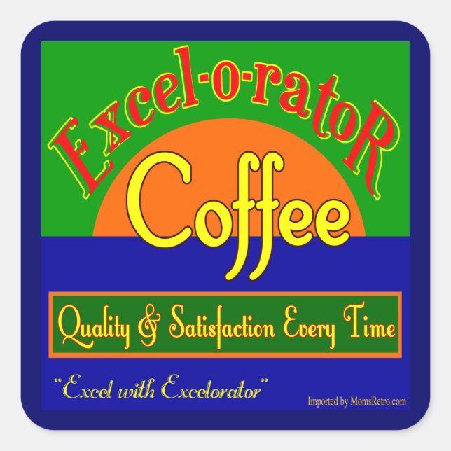 Excelorator Coffee Retro Crate Art Pegatina (Anverso)