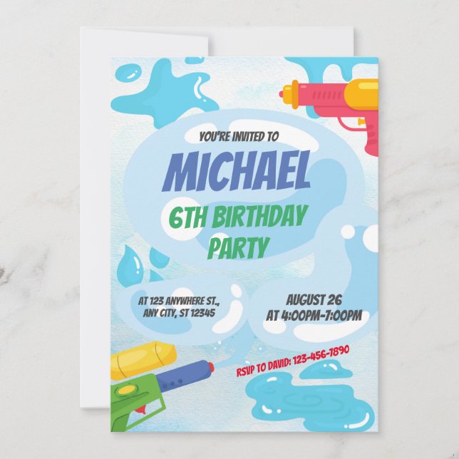 Excitante invitación de cumpleaños a Fiesta supers (Anverso)