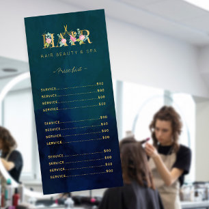 Exclusiva peluquería de lujo con menú dorado marin