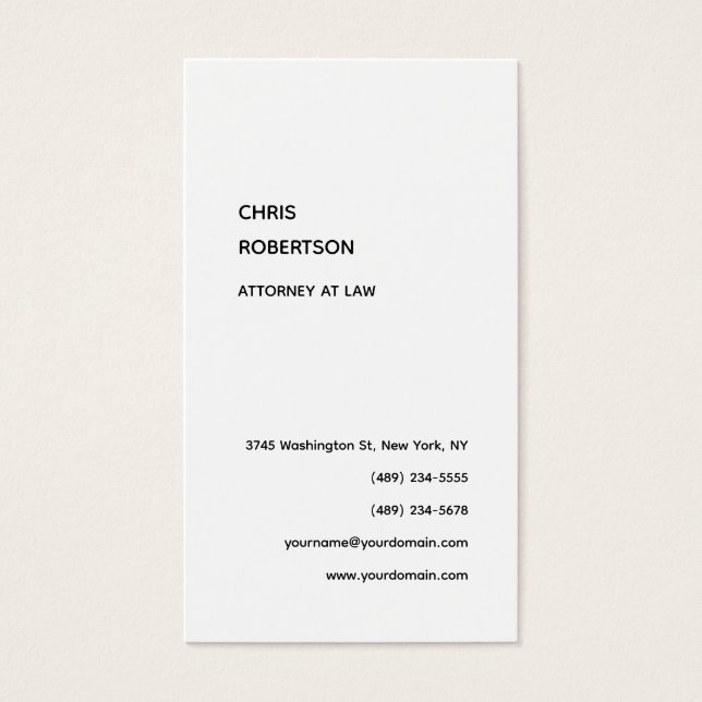 Exclusiva tarjeta de perfil única moderna en blanc (Frente)